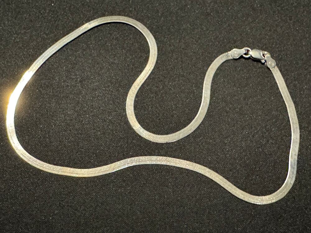 925 Italy Sterling Silver 15in Signed D Snake Chain Necklace